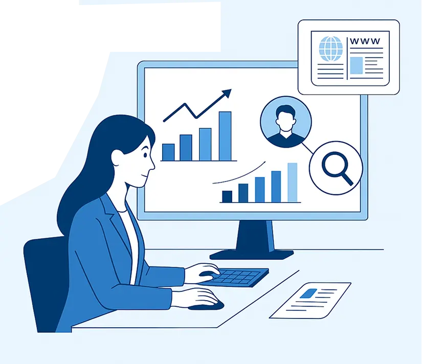 Illustration of discovering media professionals, and user profiles.